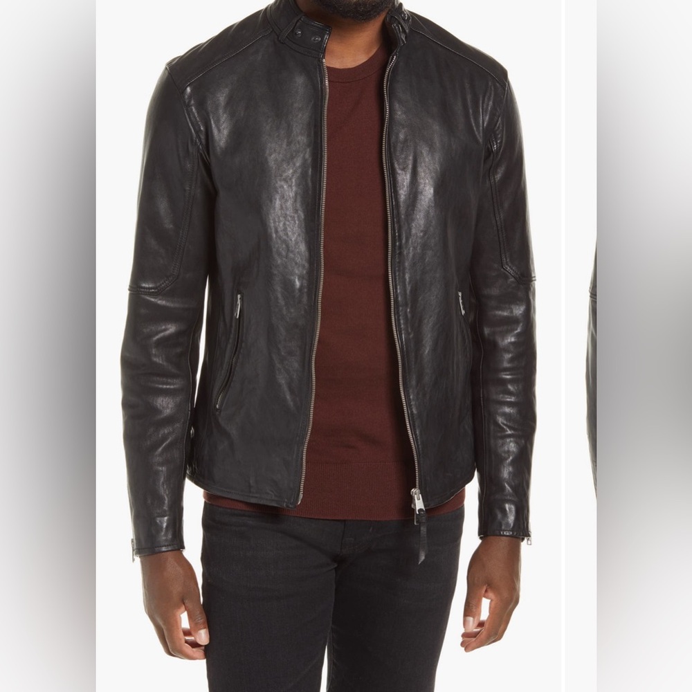 All saints men’s Cora leather jacket xl